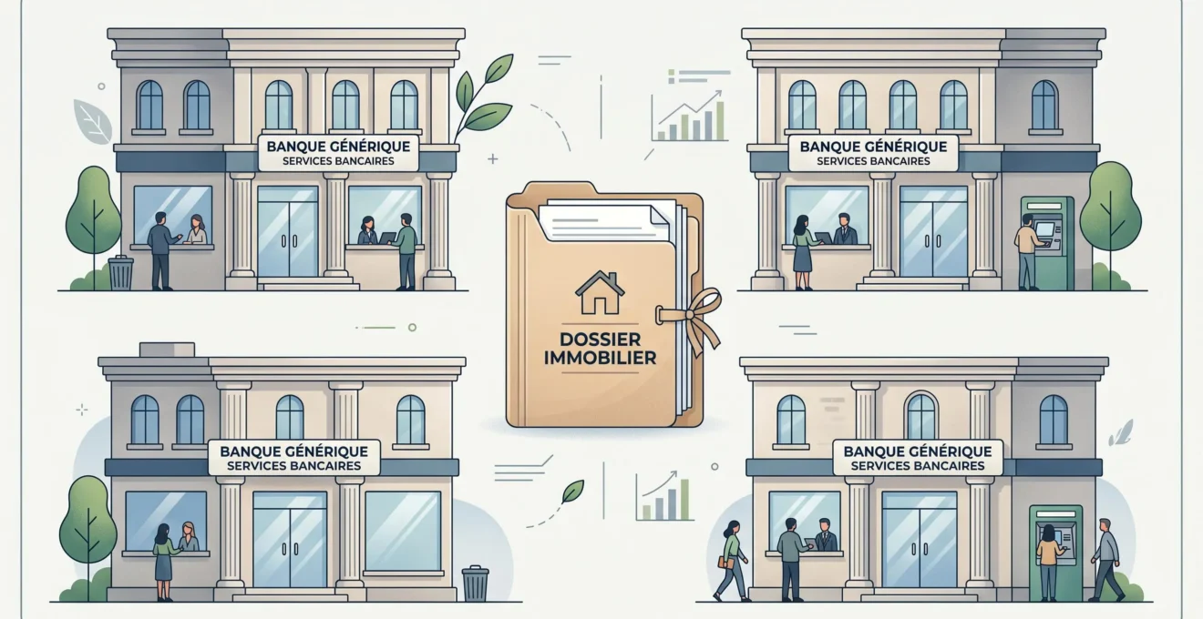 Illustration de plusieurs établissements bancaires pouvant étudier un dossier sans apport