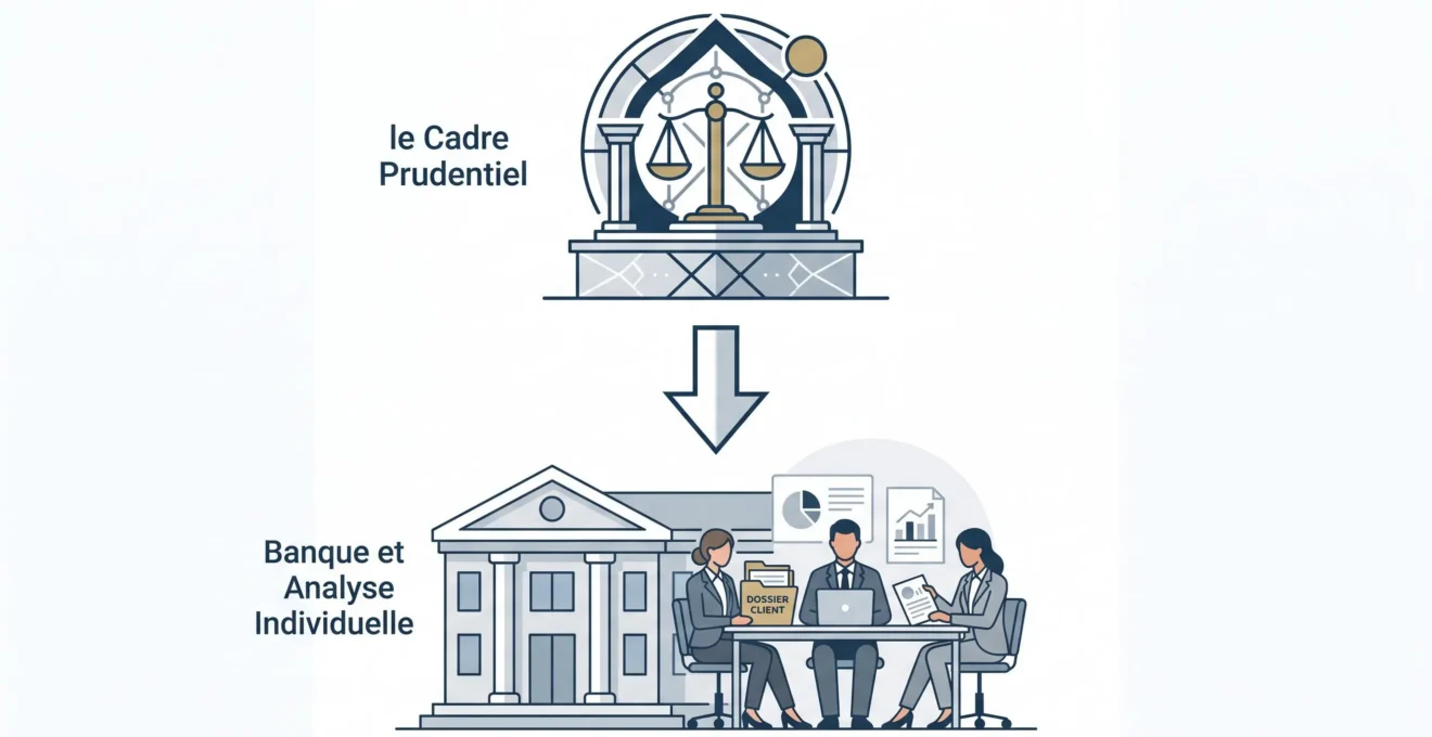 Schéma distinguant les règles HCSF et l'étude individuelle du dossier bancaire